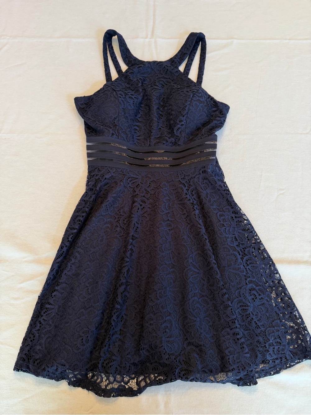 City Studio Navy Feminine Lace Cocktail Dress